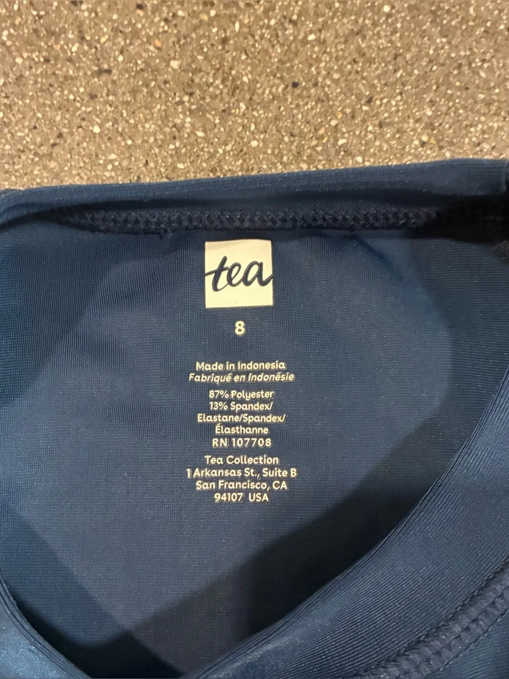Tea Collection Kids Size 8 Long Sleeve Rash Guard Swim Shirt Navy Sunshine Print